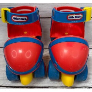 Vintage Little Tikes Adjustable Junior Roller Skates Red Blue Yellow